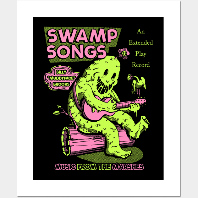 Swamp Songs - Black/Neon Wall Art by Meganpalmer